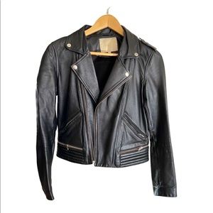 NWT Maje Basalt black leather moto Jacket